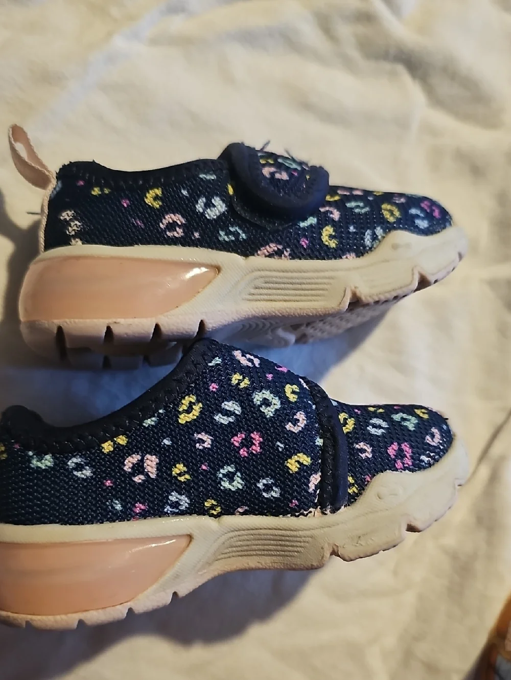 Carter's Navy Slip-On Sneakers Pink Girl Toddler Size 4 Multicolor Leopard Spots